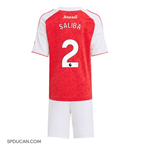 Dječji Nogometni Dres Arsenal William Saliba #2 Domaci 2025-26 Kratak Rukav (+ Kratke hlače)